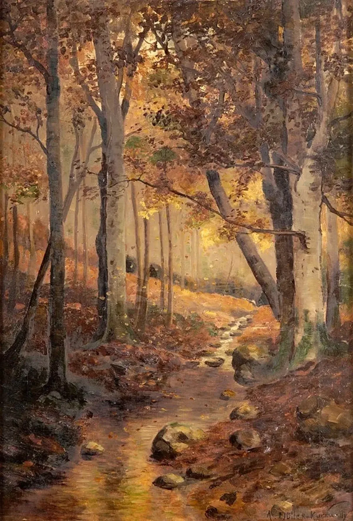 Bachlauf im Herbstwald, vers 1914